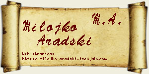 Milojko Aradski vizit kartica